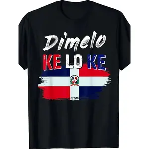 Men's 100% Cotton Dominican Republic Flag Print T-Shirt - Urban Explorer Casual Sporty Crew Neck Short Sleeve, Breathable Comfortable Vintage Metalcore Graphic Tee, Perfect Gift for Y2K Outfits Enthusiasts Round Neck Crewneck Tropical Shortsleeve