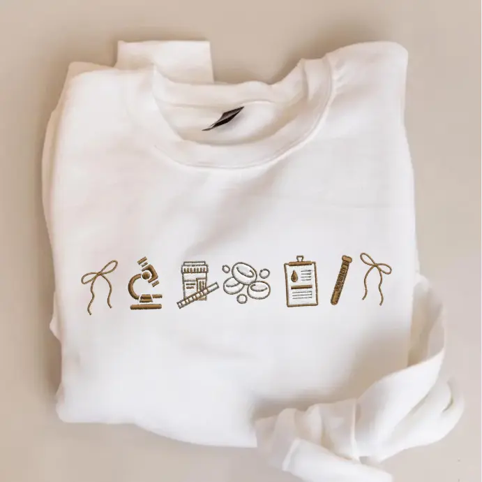 Embroidered Medical Lab Science Crewneck Sweatshirt, MLT MLS Embroidery Pullover, Healthcare Lab Tech Crew Neck, Soft Comfortable Unisex T-shirt, Hoodie and Sweatshirt