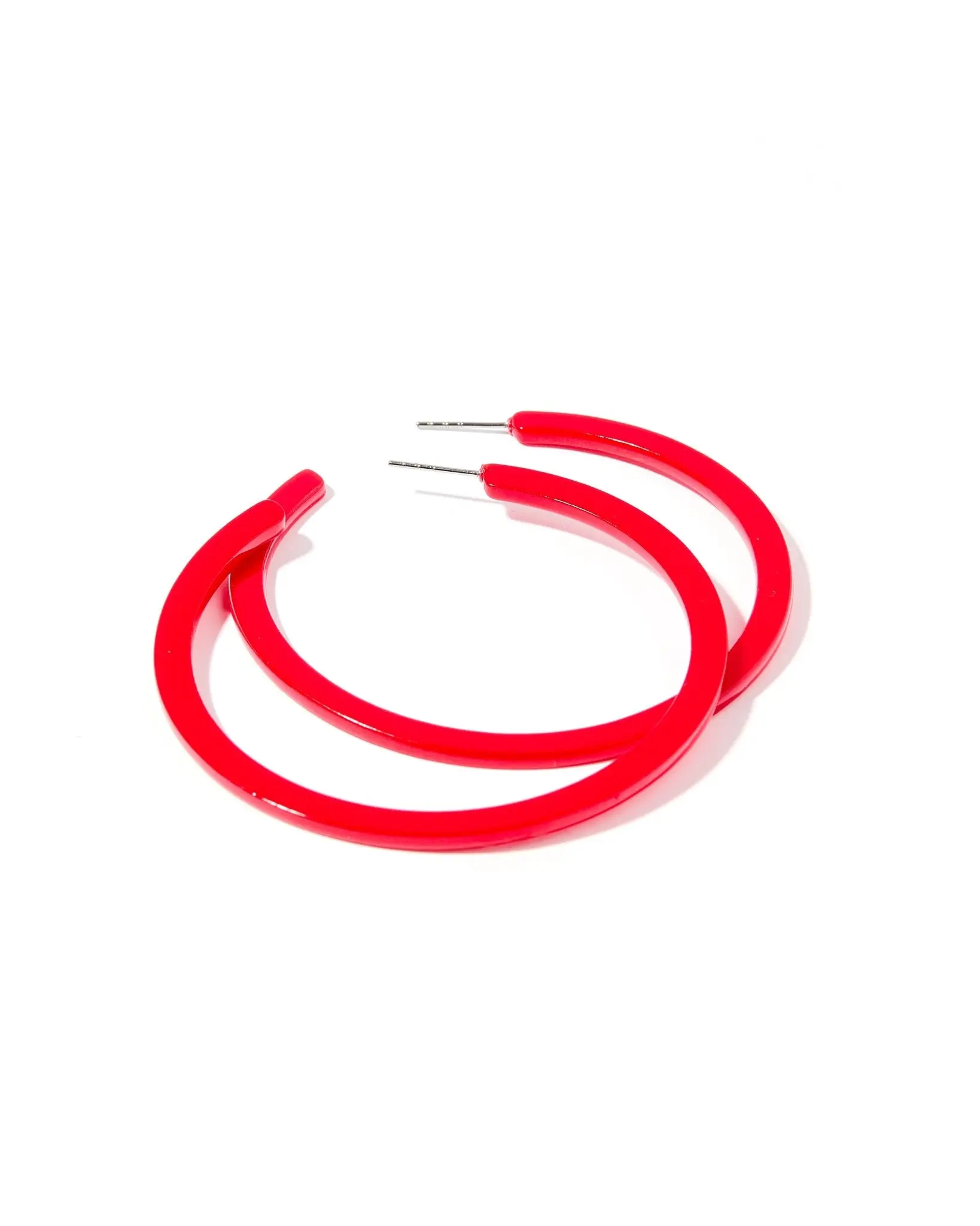 LINNY CO Holly Mega Hoop Earrings - True Red, Elegant Design, Lightweight and Durable, Perfect for Everyday Wear