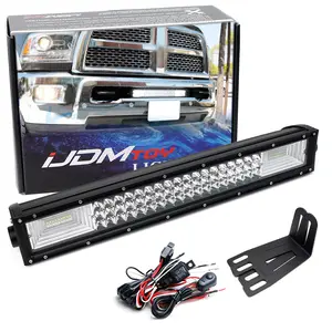 iJDMTOY Lower Grille Mount 21-Inch LED Light Bar Kit for 2009-18 Dodge RAM 2500 3500 HD, Includes (1) Triple-Row High Power LED Lightbar, Lower Bumper Opening Mounting Brackets & Switch Wiring Kit