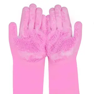 ‌Pet Hair Removal Gloves Silicone Bathing Massage Scrubber for Dogs Cats Non-Slip Waterproof Cleaning Grooming Tool Shampoo Applicator‌