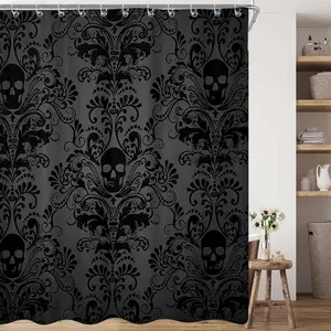 Vintage Gothic Skull Shower Curtain Print, 70.9x70.9 Inches, Privacy Protection, Easy Installation, Fashionable Bathroom Decor, Comfortable Design