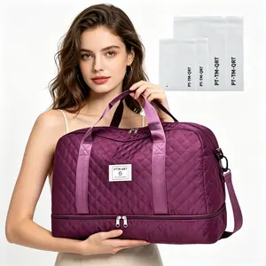 5PCS  Large Capacity Travel Duffel Bag with Dry Wet Separation 1 Travel Bag + 4 PE Storage Bags Set Ideal for Weekend Getaways & Gym Use,summervibes