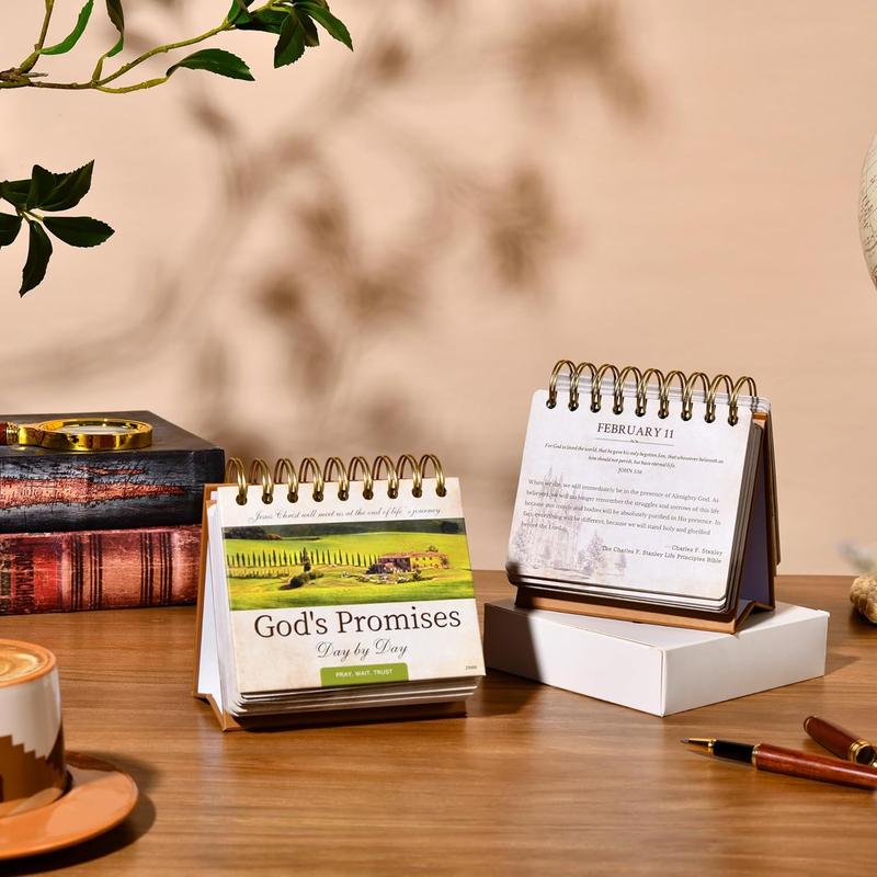 Daily Bible Quote Motivational Calendar - Undated Flip Desk Calendar with Christian Desk Decor