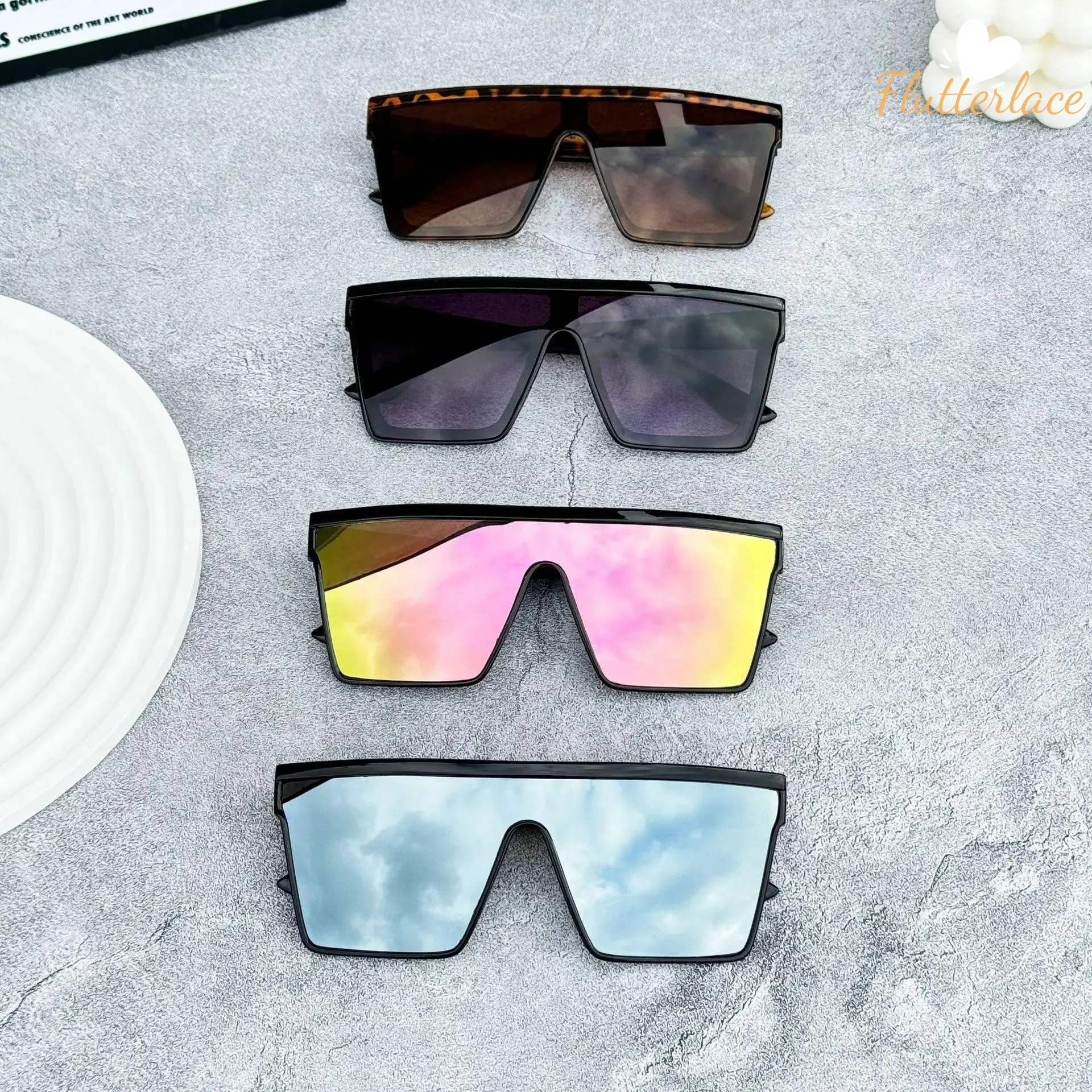 4PCS Large Frame Punk Sunglasses Set – Polarized Outdoor Sports Eyewear for Riding, Driving, Golf, Festival & Casual Wear, European & American Style, High Quality One-Piece Lens, Nighttime Yellow Tint for Men & Women summerwins