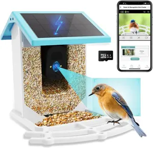 Smart Bird Feeder with Solar-Powered 1080P HD Camera, 2.4G WiFi Outdoor Hummingbird Feeder, Auto Capture Garden Birds and Motion Detection