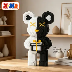 Black & White gift box Bear Building Blocks Set - Gift Bearbrick Style Micro Brick Suitable for collection and home decoration