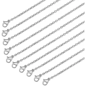 10 count Necklace Chains, Stainless Steel  Chain Necklace  Plated Bulk Necklaces Extender for  Making DIY Supplies, 17.7 Inches (10)