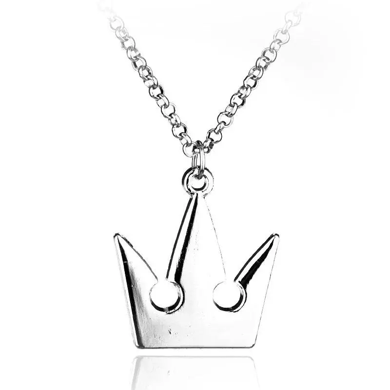 Unisex Kingdom Hearts Game Chain Pendant Necklace - Sora Key Blade, Regal Crown, Letter Charms, 2*7cm Bold Long Metal Coating Choker (51Cm - 80Cm), Elegant Daily Cosplay Jewelry Gift for Fans Symbolizing Royalty