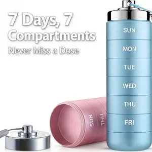 Metal Moisture-Proof 7 Day Pill Organizer - Aluminum Alloy Weekly Pill Box with Airtight O-Ring Seals, Large Stackable Compartments, Durable BPA-Free Medicine Case for Travel, Vitamins & Supplements