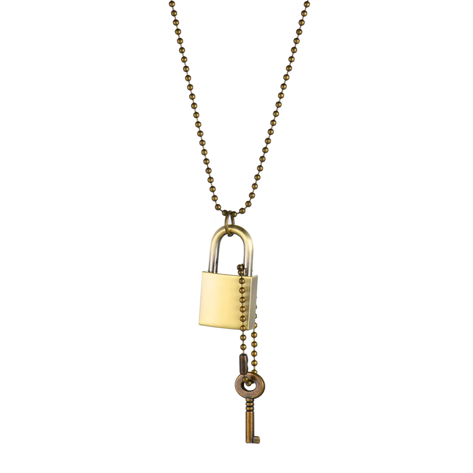 OIDEA Openable Lock Pendant Long Necklace, Alloy Key Lock Charm Necklace 26"(66cm), Unique Statement Jewelry for Women, Chain Jewelry Necklaces