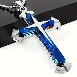 Men's Fashion Multi-Layer Cross Necklace-Men's and Women's Domineering Guardian Necklace-Fashion Necklace, Elegant Design, Classic Jewelry Clothing Accessories, Suitable for Dressing up Holiday Gifts, Valentine's Day