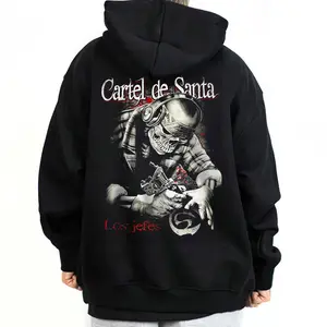 Graphic Cartel De Santa Unisex Hoodie Sweatshirt T-Shirt Oversized Outfits Casual Chicanos Clothing Cholo Clothes Mexican Style Machine Washable