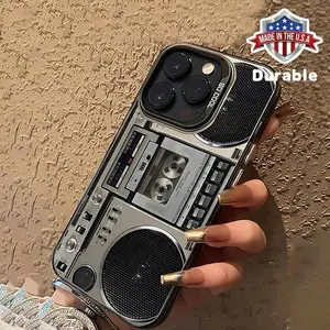 Vintage Cassette Radio Design Mobile Phone Case, Shockproof Phone Protective Cover, Phone Accessory Compatible with iPhone 11 12 13 14 15, Shockproof Cellphone, Screen Protector Case, Protection Durable Smartphone
