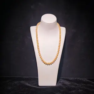 NC08-Champagne Gold Freshwater Pearl Necklace Single Full Strand with S925 Sterling Silver Accessories Gifts for Mom Wife Girlfriend