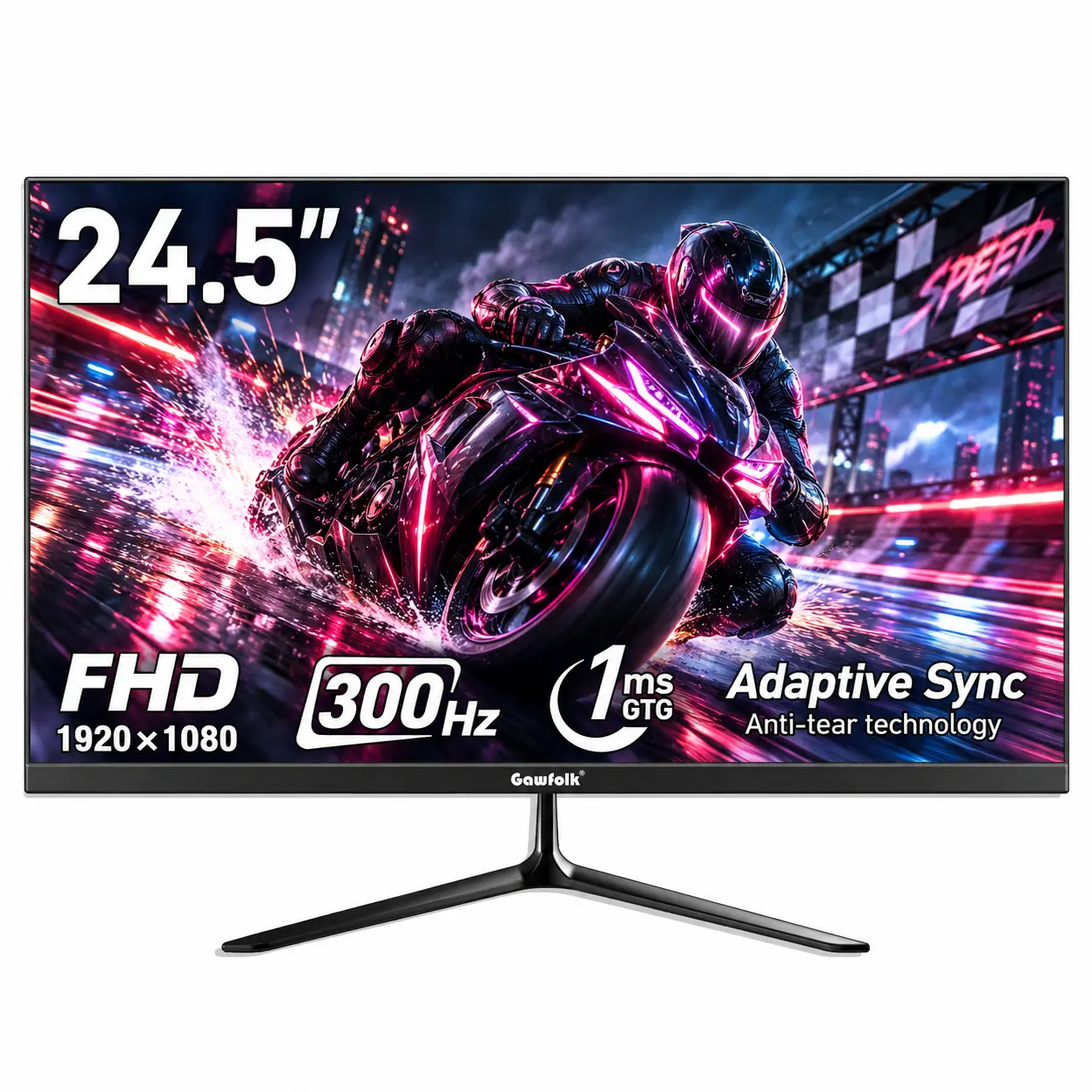 Monitor 24.5 Inch 300\ 200HZ Gaming , FHD 1080P 1ms, Flicker-Free & Blue Light Filter, Adaptive Sync, 98% sRGB, 178° View, Frameless, HDMI/DP, 75x75mm VESA Mount, Black, for Long Gaming Sessions & Daily Use
