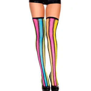 Rainbow Zigzag Thigh High Sock Stockings
