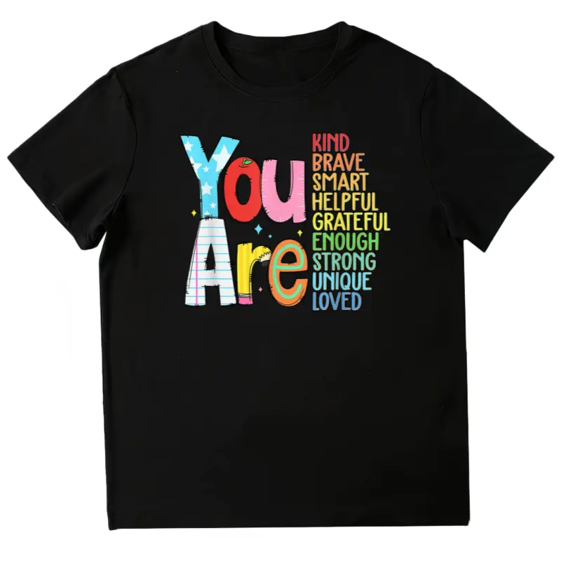 Unisex Positive Affirmation Motivational Graphic Short‑Sleeve T‑Shirt, Inspirational Kind‑Heart Message Casual Daily Tee for Adults