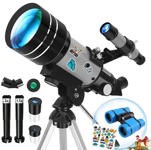 Beginner Astronomy Telescope 70mm Aperture – 300mm Portable Refractor with Tripod, Phone Adapter & Bonus Mini Binoculars
