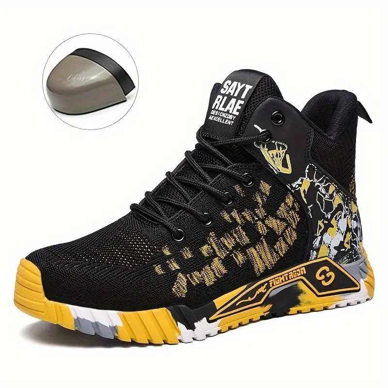 High-Top Steel Toe Work Boots with Puncture-Proof Kevlar Midsole, Breathable, Non-Slip Rubber Soles for Construction, Steel Toe Safety