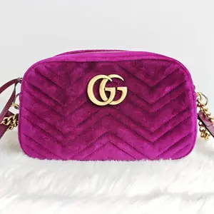 Pre-owned GUCCI Velvet GG Marmont Camera Bag