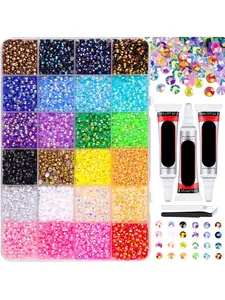 20000pcs 24-Color 3mm Jelly Rhinestones Kit for Bedazzling - Includes tools &Tweezers, Flatback Resin Gems for DIYCrafting, Nail Art, Diamond Art, Phone Case& Makeup Supplies