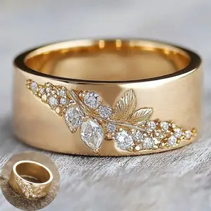 A fashionable 14k gold-plated ring with Cubic Zirconia stones for women, suitable as a gift for weddings, engagements, anniversaries, parties, or everyday wear