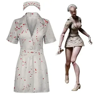 Silent Hill 2 RE Nurse Cosplay Costume; Silent Hill Remake Horror Zombie Nurse Role Play Cosplaywomen's clothing(Sheet)
