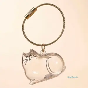 BeadBreath Cat Hair Storage Keychain, Pet Hair Memorial Pendant, Cute Cat Shape Hair Collection Holder, Durable Keychain Pendant for Cat Dog Lovers, 6Pcs