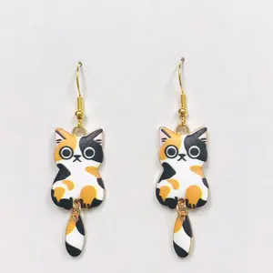 Calico cat earrings pet lover