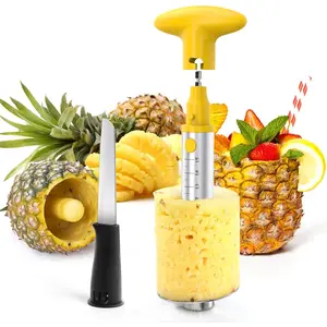 Pineapple Cutter with Knife, [Upgraded, Electric & Manual] Durable Pineapple Corer with Electric Drill Accessory, Stainless Steel Fruit Peeler Knife Pineapple Slicer Core Remover Kitchen Tool
