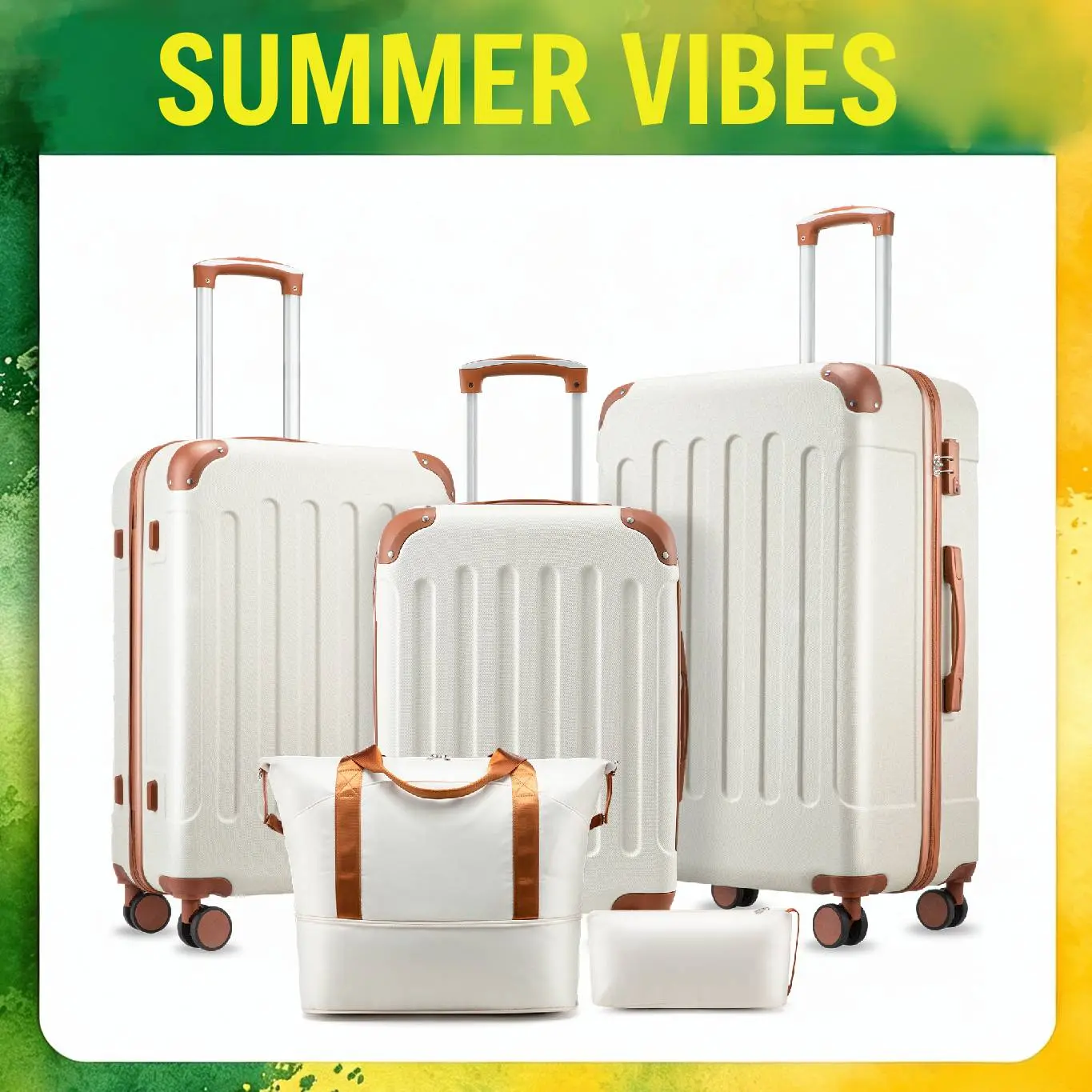 3/5/6-Piece Hardside Luggage Sets, Spinner Suitcases with TSA Lock