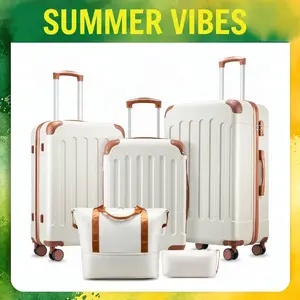 3/5/6-Piece Hardside Luggage Sets, Spinner Suitcases with TSA Lock, Tote & Toiletry Bag for Travel & Business summervibes EX-Lite