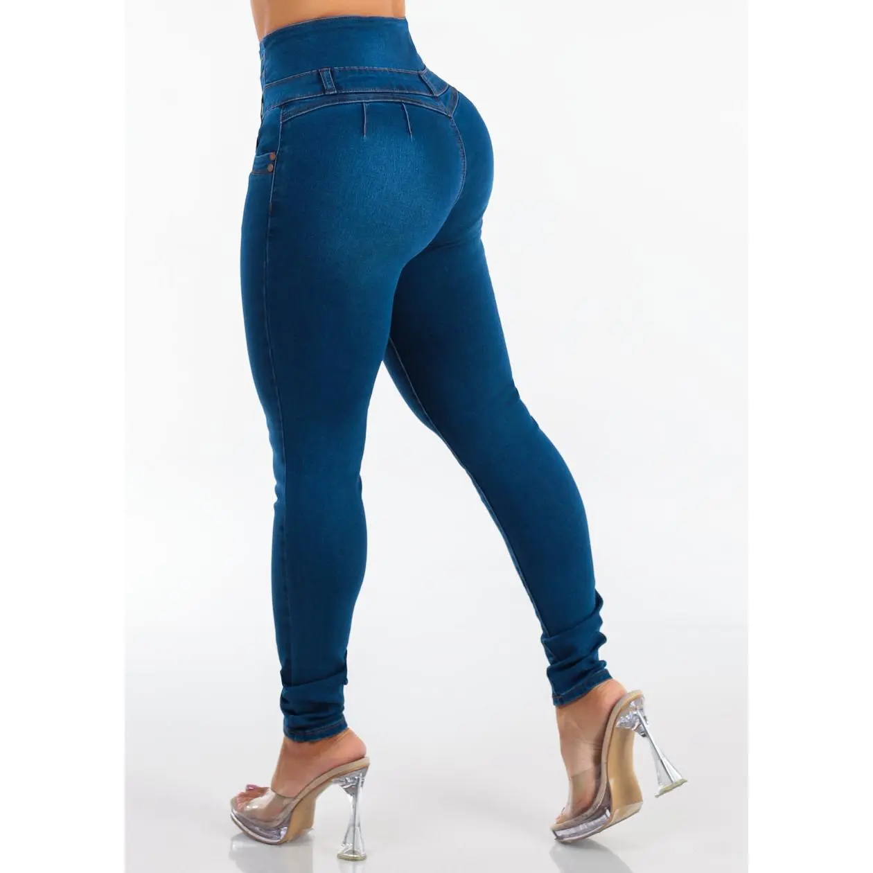 MX JEANS Push Up Thick Waist Stretch Skinny Jeans Dark Wash