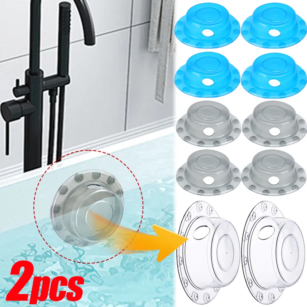 Translucent PVC Bath Overflow Drain Cover - Effective Overflow Prevention, Water Seal, 1-2 Piece Anti-Spill Water Stop Plug, 15.5*10*4cm Universal Compatibility Home Bathroom Accessory for Bathtubs, Baby Shower Wash Basins