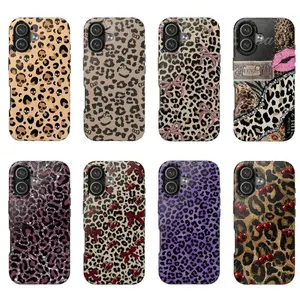 Trendy Y2k Leopard Animal Print Pattern Aesthetic Art Heavy Duty Tough Phone Case Shockproof Drop Protection Durable Hard Cover Cute Gift for iPhone 11 12 13 14 15 16 17 Pro Max Plus