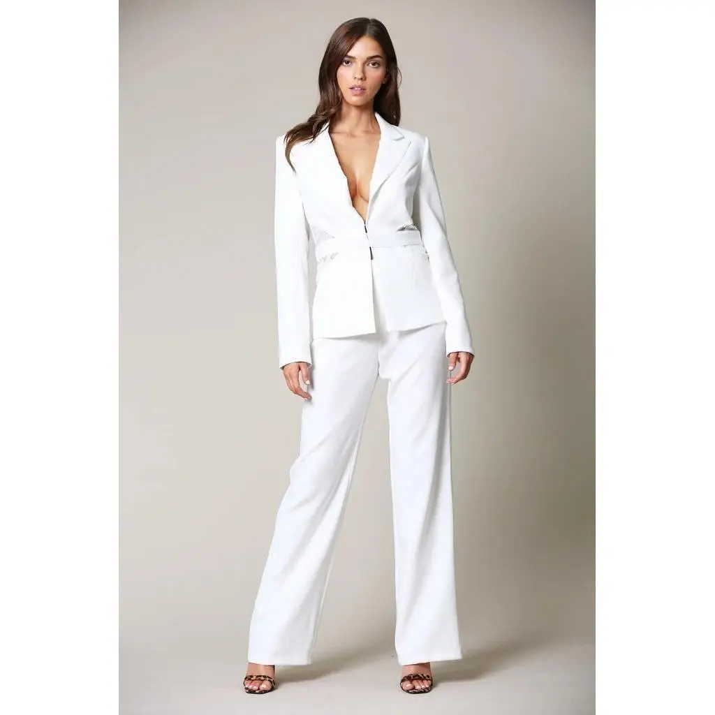 Mix & Match Two Piece Maya White Pant Suit Set
