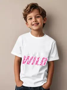 Ben Azelart Stay Wild Series Kids T-Shirt - Boys & Girls Short Sleeve Tee with Stay Wild Logo & Pink Leopard Spot Lettering, Casual Birthday Gift, Outdoor Playwear, All-Season Fit (Black) - Apparel for Boys and Girls