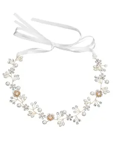 1-piece set of exquisite vintage bridal headbands and hair accessories suitable for forehead bangs, rhinestone pearl flower design suitable for women's weddings, bridesmaids, parties, and dates