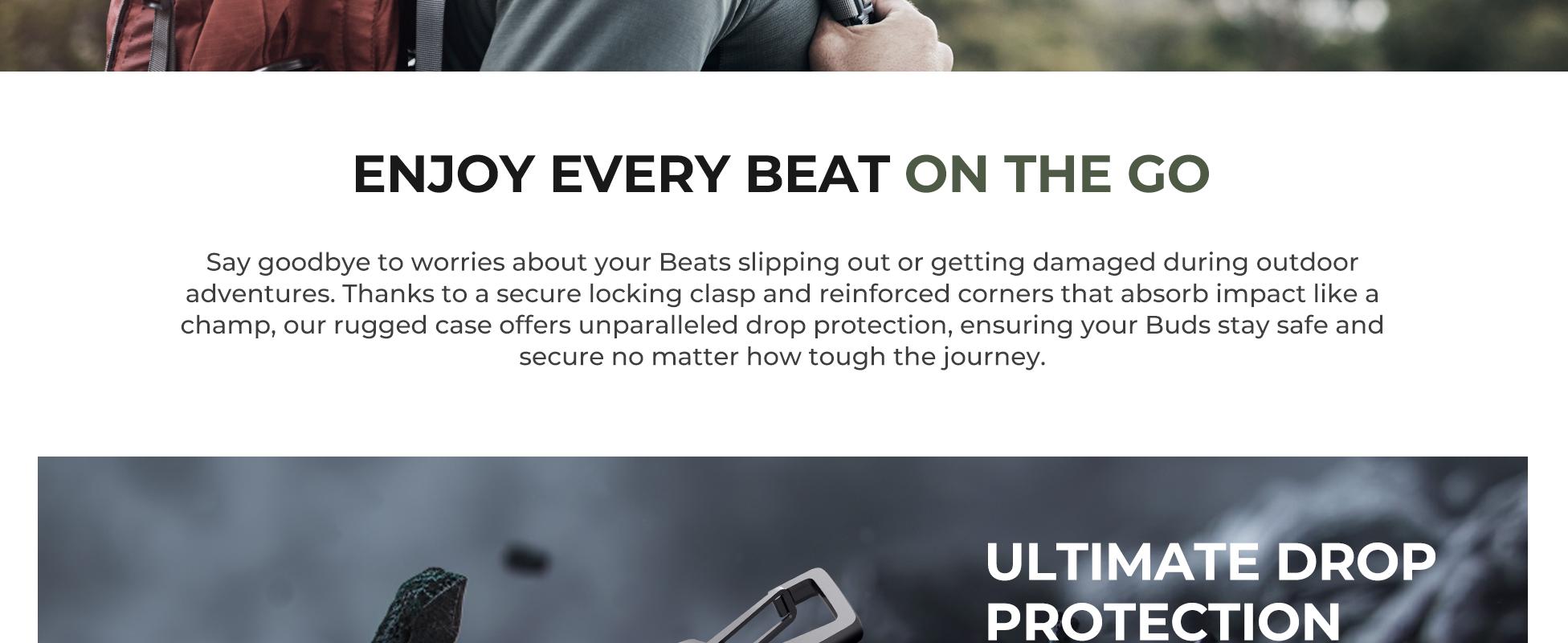 [ONLY CASE, NOT Buds Included]Dexnor Rugged Bumper Case for Beats Fit Pro (2021) Cases with Secure Lock, Shockproof Clear Cover with Carabiner & Keyring for Beats Fit Pro 2021