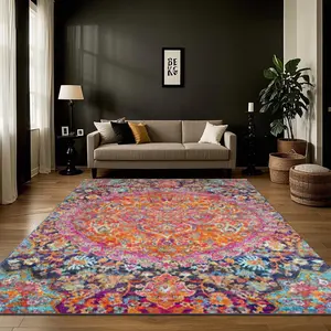 Velvet Soft Comfort Carpet, Vintage Floral Art Print Rug, Home Decor, Living Room Large Mat, Sofa Pad, Bedroom Bedside Rug, Multi-Scene Use