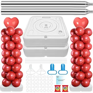 2 Set Balloon Column Stand Kit for with Base, 7 FT Balloon Kit with Telescopic, Updated Balloon Pillar Kit with Poles for Decoration