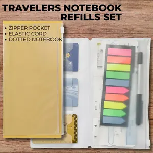 ☁️ Dreamy Travelers Notebook Refill Set | Aesthetic Dotted Paper & Zipper Pouch for Journaling ✨ Must-Have Stationery! Planner Notebook