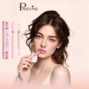 Dual-End Lip Liner & Lip Stain 2-in-1, Matte Waterproof Long Lasting Non-fading Lip Makeup Pen, Easy to Outline Lips for Beginners, Nude/Pink/Mocha/Brown Shades, Portable Lip Tint Pen for Plump Fuller Lips