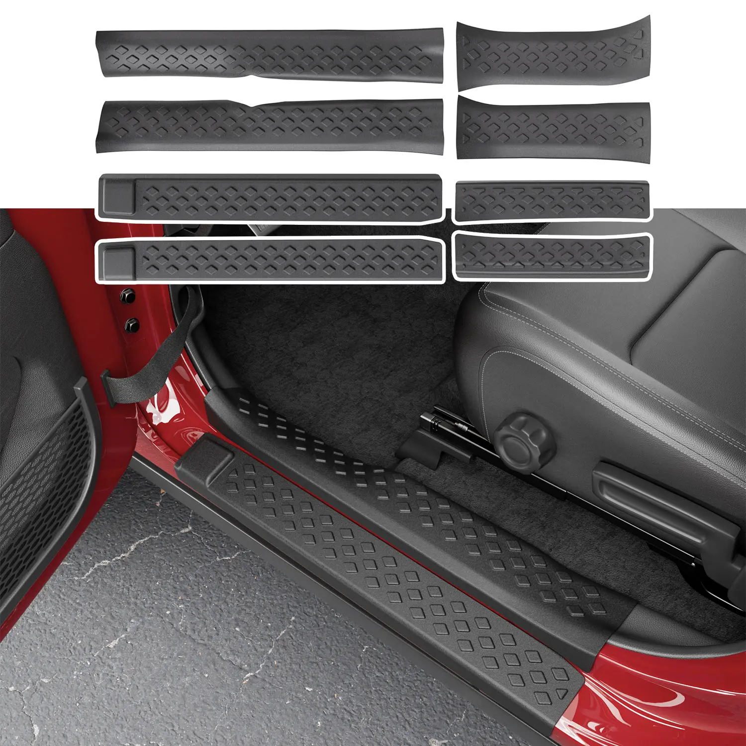 [Fits 20-26 Gladiator JT & 18-26 Wrangler JL] 8Pcs Door Sill Guard Compatible with 2020-2026 Jeep Gladiator JT Car Threshold Protector 18-26 Wrangler JL Door Sill Protector Replacement for 2020-2026 Jeep Gladiator Accessories