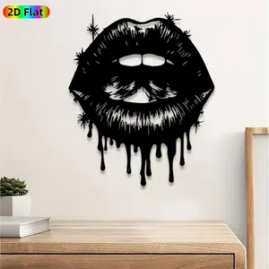 1pc Gothic Lips Metal Wall Art, Dripping Lips Statue Mural, Intricate Craftsmanship, Artistic Metalwork, Perfect for Halloween, Valentines Day Decor, Perfect for Bedroom Studio Coffee Shop Decor, Ideal Gift for Gothic Decor Enthusiasts.