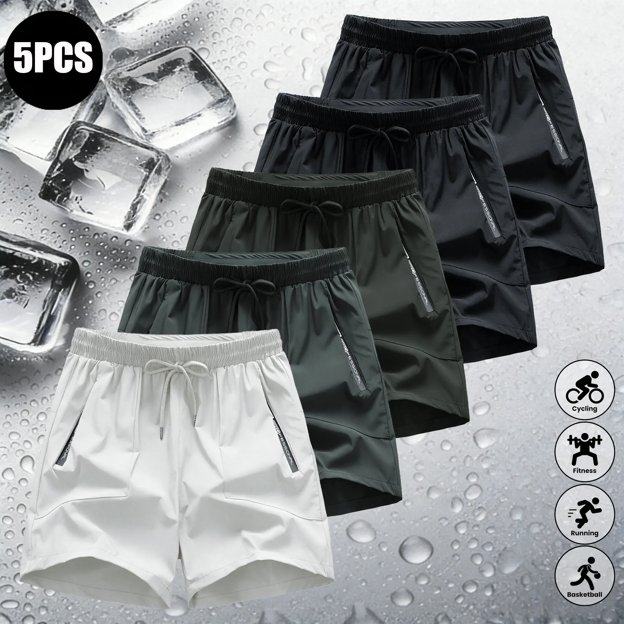 Black + Black + Dark Gray + Army Gray + White