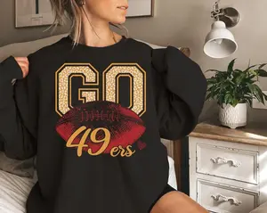 Go San Francisco Football Game Day Sweatshirt, Gift for SF 49ers Fans Fabric Fit Loose Tops Crewneck