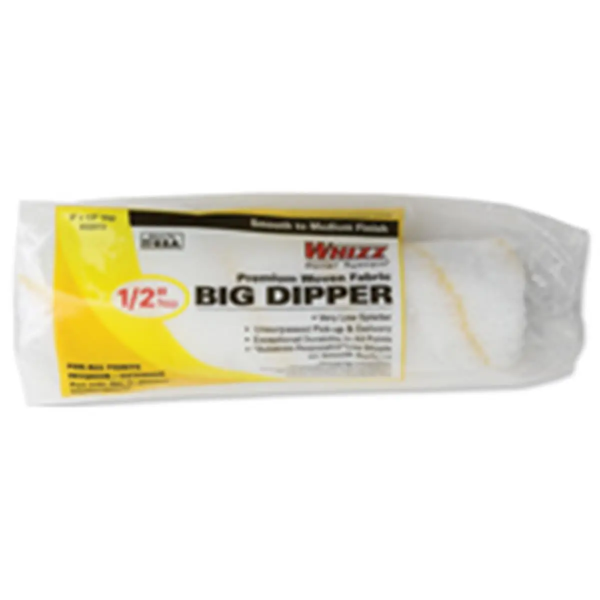 Whizz 52913 Prem Big Dip Paint Roller Cover - 9x0.5 In. Woven Fabric, Low Splatter, Durable with All Paints, Easy Clean-Up, Ideal for Home Painting, Shelves, Corners