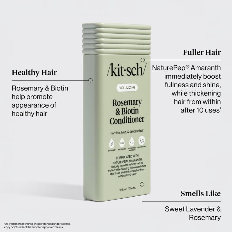 Kitsch Volumizing Rosemary & Biotin Shampoo & Conditioner Combo - Sustainably Sourced Coconut Fragrance Haircare Cleanser for Fine Hair